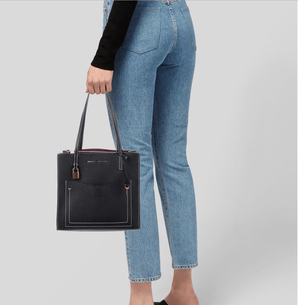 Marc Jacobs Grind T Pocket Black Leather Tote Bag